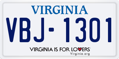 VA license plate VBJ1301