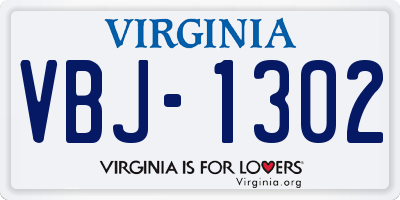 VA license plate VBJ1302