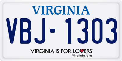 VA license plate VBJ1303