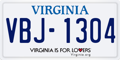 VA license plate VBJ1304