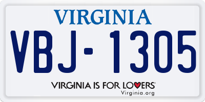 VA license plate VBJ1305