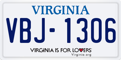 VA license plate VBJ1306