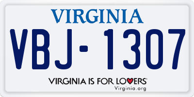 VA license plate VBJ1307