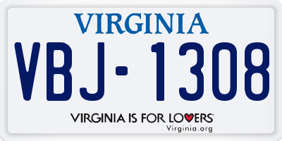 VA license plate VBJ1308