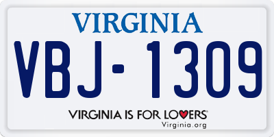 VA license plate VBJ1309