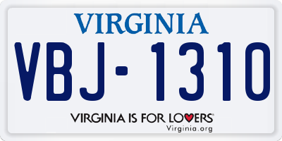 VA license plate VBJ1310