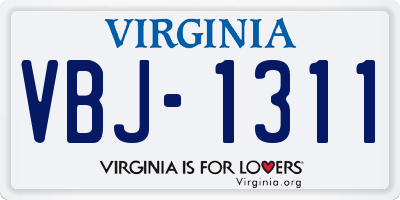 VA license plate VBJ1311
