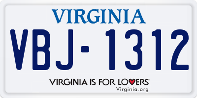VA license plate VBJ1312