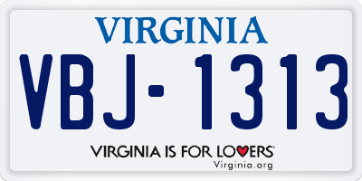 VA license plate VBJ1313