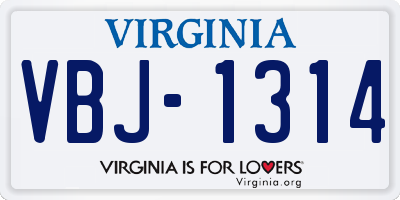 VA license plate VBJ1314