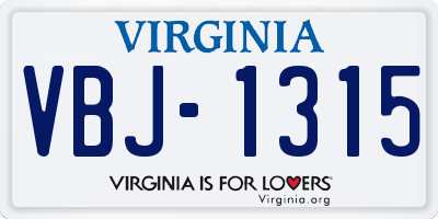 VA license plate VBJ1315