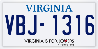 VA license plate VBJ1316