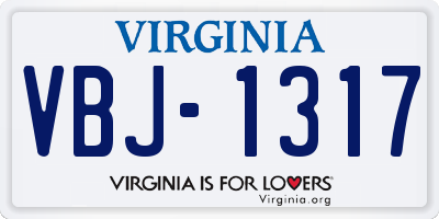 VA license plate VBJ1317