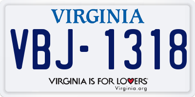 VA license plate VBJ1318