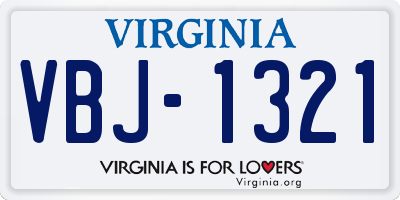 VA license plate VBJ1321