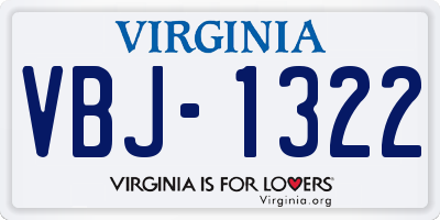 VA license plate VBJ1322