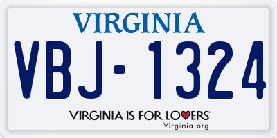 VA license plate VBJ1324