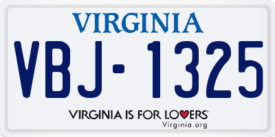 VA license plate VBJ1325