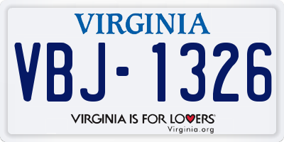 VA license plate VBJ1326