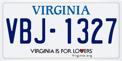 VA license plate VBJ1327
