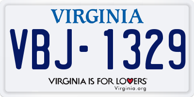 VA license plate VBJ1329