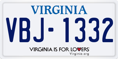 VA license plate VBJ1332