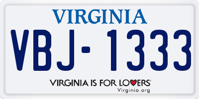 VA license plate VBJ1333