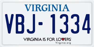 VA license plate VBJ1334