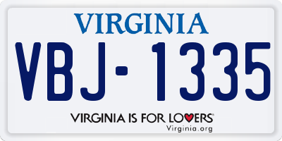 VA license plate VBJ1335
