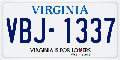VA license plate VBJ1337