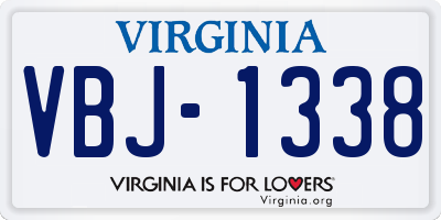 VA license plate VBJ1338