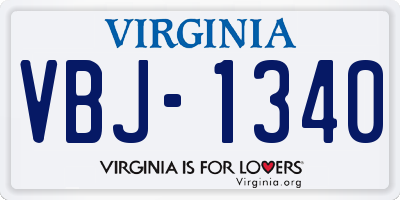 VA license plate VBJ1340
