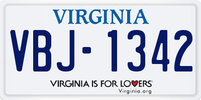 VA license plate VBJ1342