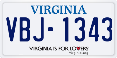 VA license plate VBJ1343