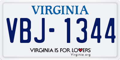 VA license plate VBJ1344