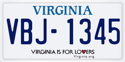 VA license plate VBJ1345