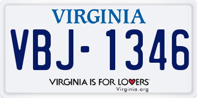 VA license plate VBJ1346