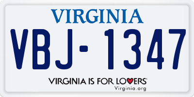 VA license plate VBJ1347