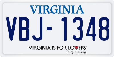 VA license plate VBJ1348