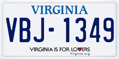 VA license plate VBJ1349