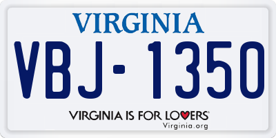 VA license plate VBJ1350