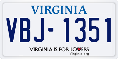 VA license plate VBJ1351