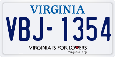 VA license plate VBJ1354