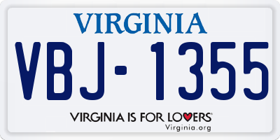 VA license plate VBJ1355