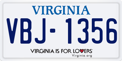 VA license plate VBJ1356