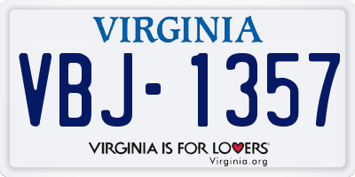 VA license plate VBJ1357
