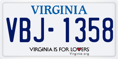 VA license plate VBJ1358