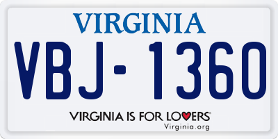 VA license plate VBJ1360