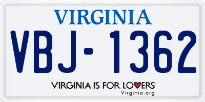 VA license plate VBJ1362