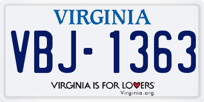 VA license plate VBJ1363
